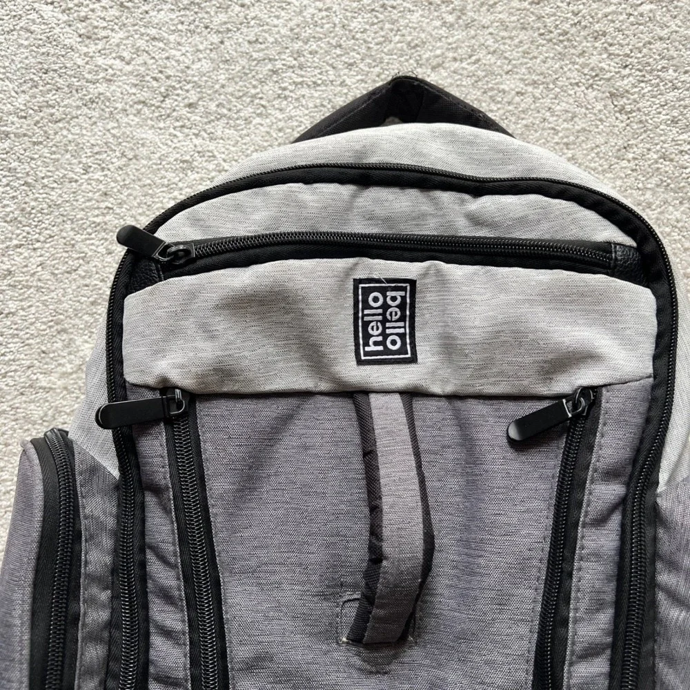 Hello Bello Backpack Diaper Bag‎ Gray Multiple Compartments Travel
